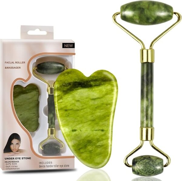 Masajeador Facial Rodillo con Piedra Natural Jade