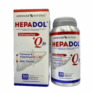 suplemento hepático, silimarina coenzima Q10, vitaminas B3 B6 hígado, protector hepático natural, HEPADOL cápsulas